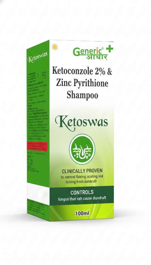 Ketoswas | Ketoconazole 2% & Zinc Pyrithione Shampoo | Anti-Dandruff Shampoo | 100ml