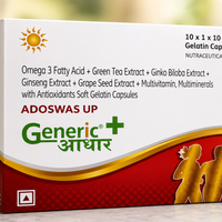 Omega 3 Fatty Acid+ Green Tea Extract+ Ginko Biloba Extract + Ginseng Extract + Grape Seed Extract + Multivitamin, Multiminerals with Antioxidants Soft Gelatin Capsules (Adoswas UP)-GA