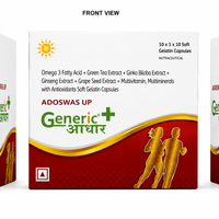 Omega 3 Fatty Acid+ Green Tea Extract+ Ginko Biloba Extract + Ginseng Extract + Grape Seed Extract + Multivitamin, Multiminerals with Antioxidants Soft Gelatin Capsules (Adoswas UP)-GA