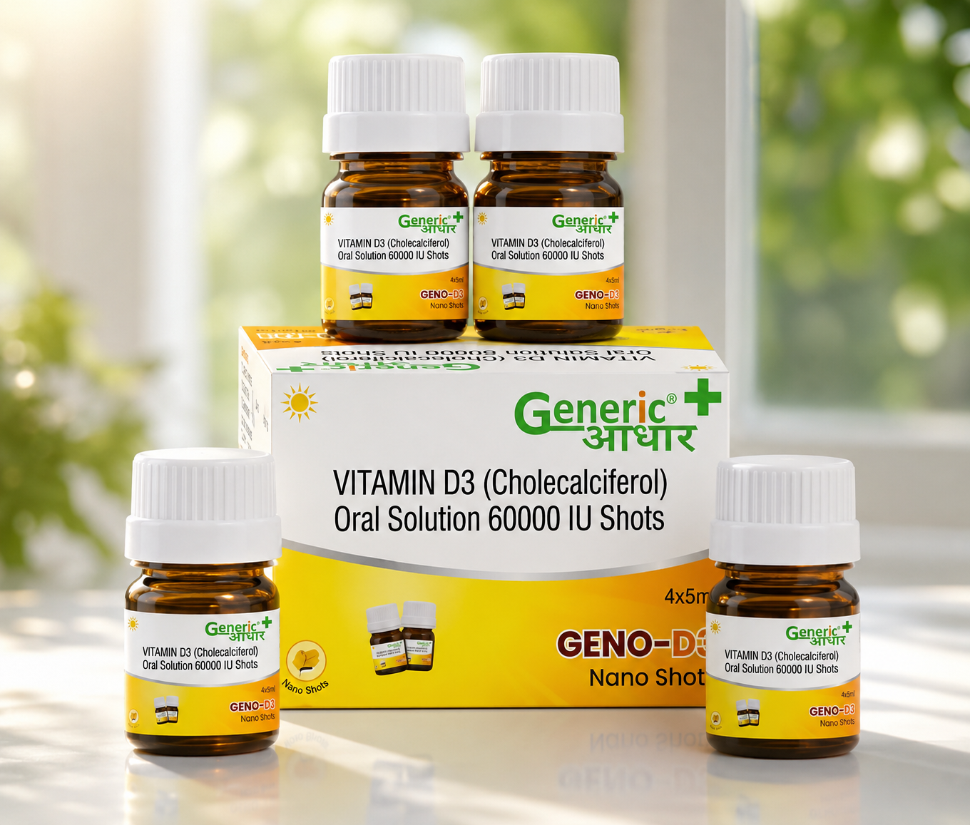 GENO D3- কোলেকেলসিফেরল ৬০,০০০ IU ওৰেল চলিউচন - জিএ (৪ টাৰ পেকেট)